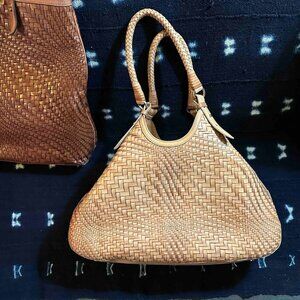 XL Cole Haan Vintage Genevieve Triangle woven leather convertible tote